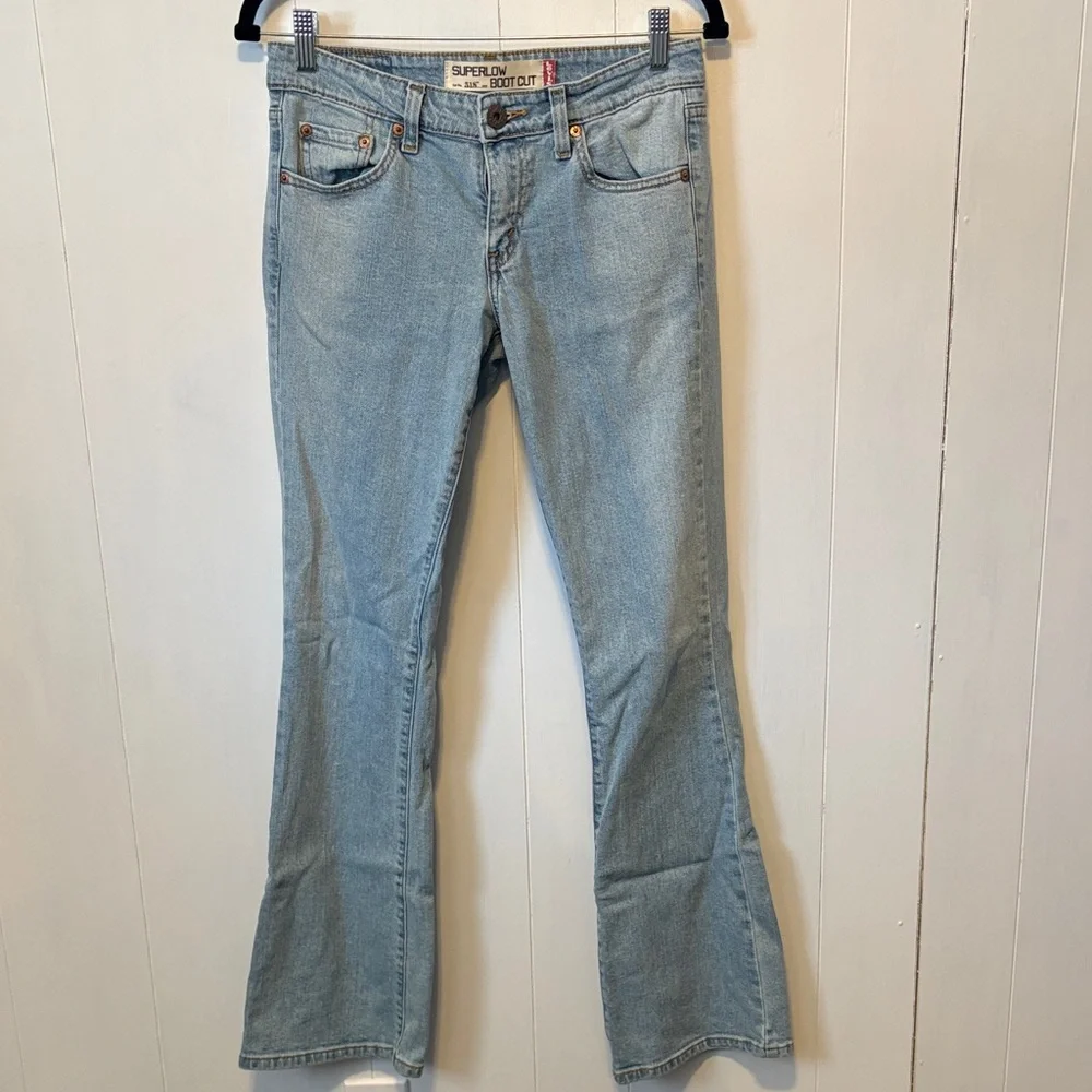 Levi's Super Low 518 Light Blue Flare Jeans - Picture 1 of 9